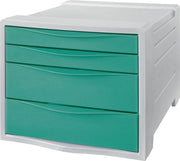 Mini Blocco di Cassettoni con 4 Cassettoni per Ufficio e Casa – Organizzatore per Documenti e Materiali in Verde