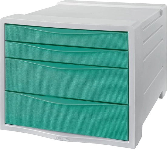 Mini Blocco di Cassettoni con 4 Cassettoni per Ufficio e Casa – Organizzatore per Documenti e Materiali in Verde