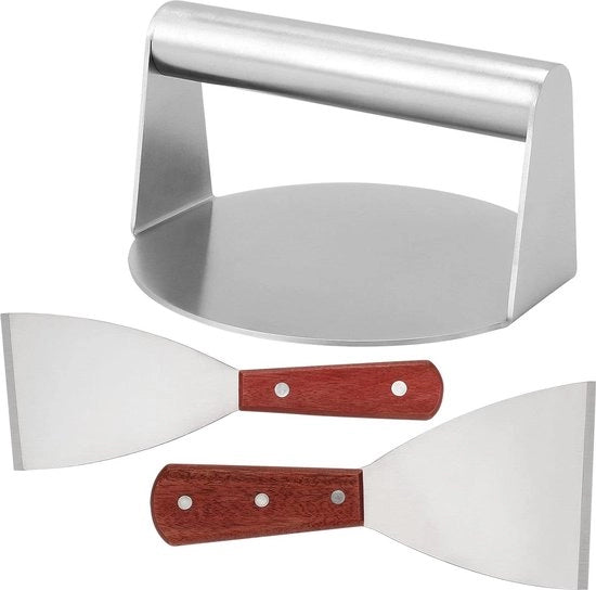 Set per hamburger - Acciaio inossidabile - Per hamburger patties - BBQ - 125 cm - Smash - Spatola per smash burger