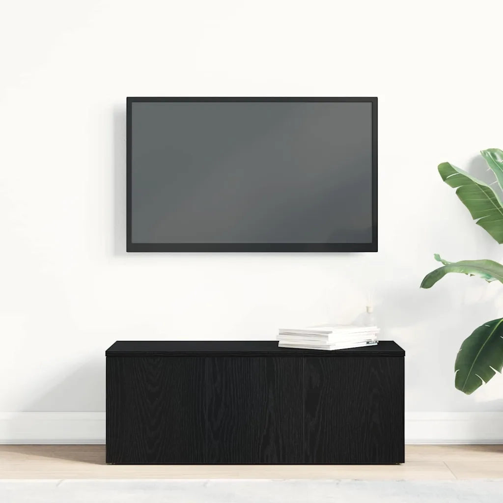 Mobile TV Rovere Nero 80x34x30 cm Legno multistrato 862484