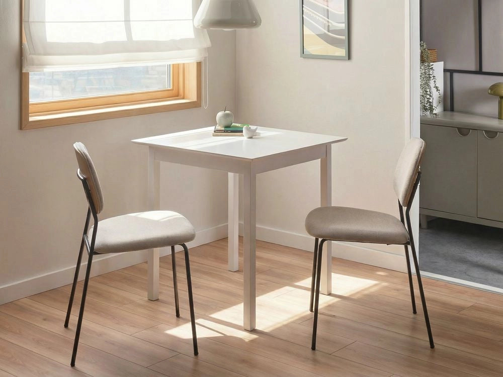 Tavolo da pranzo in legno di pino bianco 75x75 cm, design minimalista scandinavo, tavolo da cucina