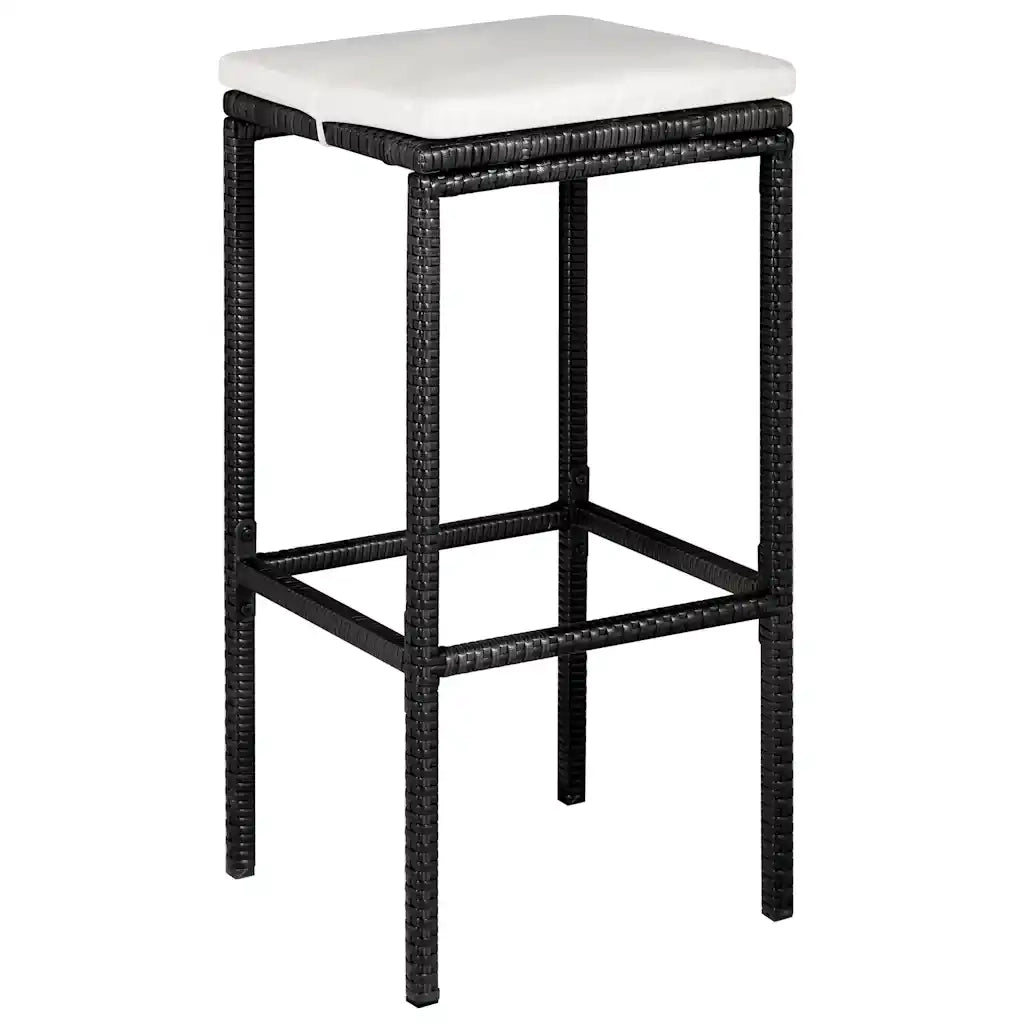 Set da Bar da Giardino 5 pz | Set Salotto da Giardino con Cuscini in Polyrattan Nero
