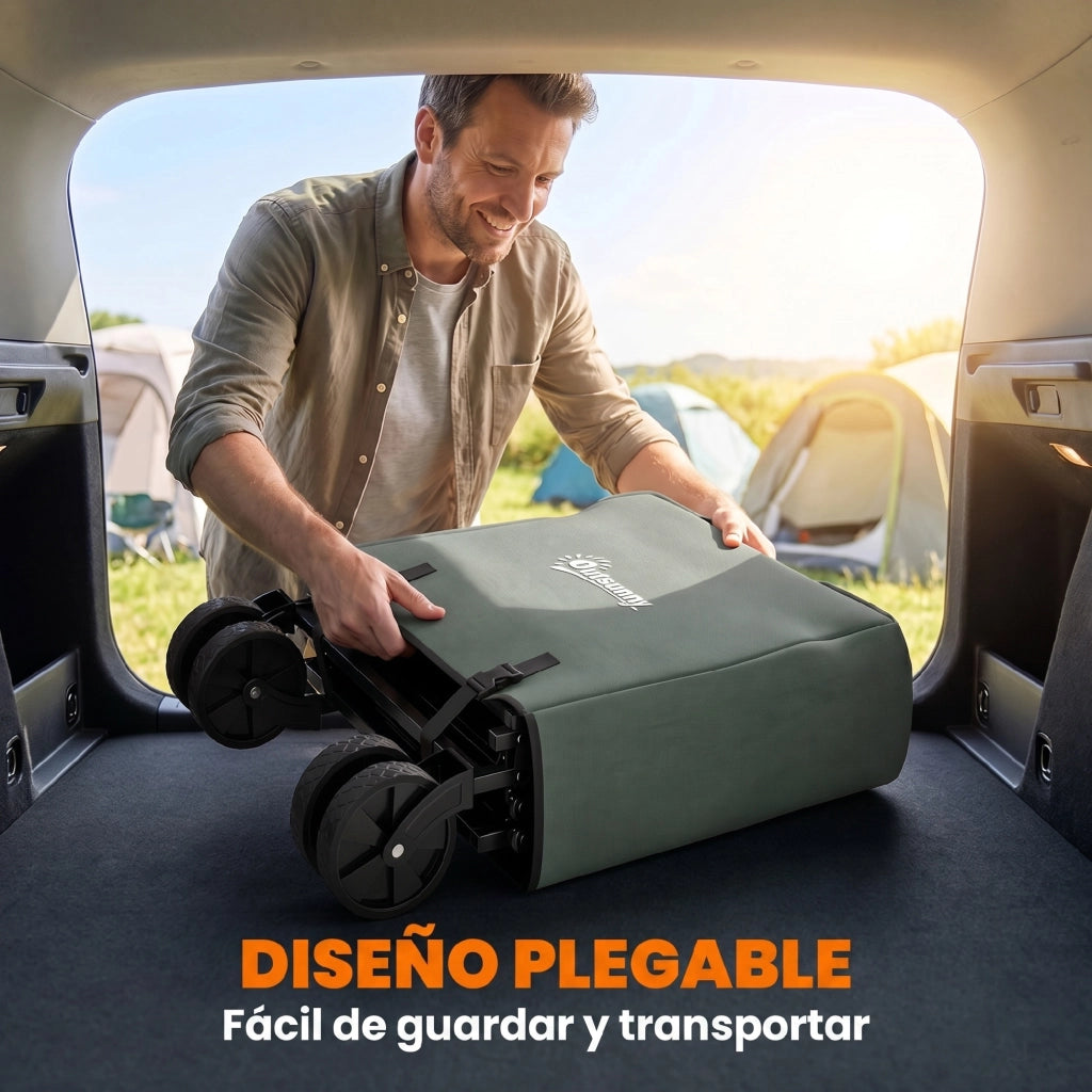 Carro da Giardino Plegable con Manico Telescopico ¨C Zephmum ¨C Verde