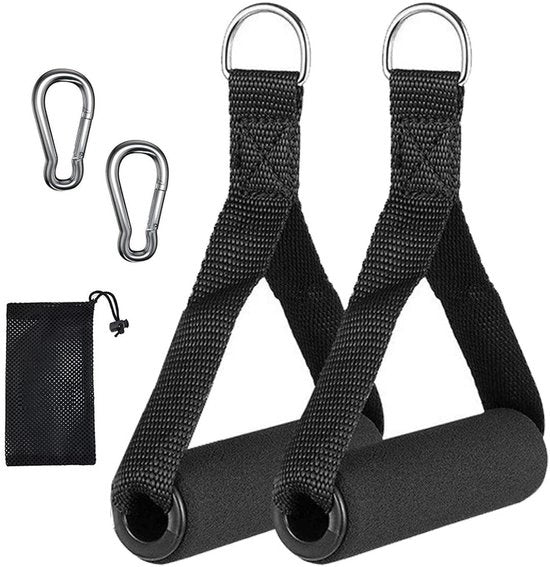 Manubri per allenamento - Manubri con impugnatura robusta - Adatti per bande di resistenza/cavi - Realizzati in nylon duraturo/fortificato - Utili per esercizi di forza/pilates/yoga - Alta qualità, esperienza tattile eccellente - Manubri per fitness