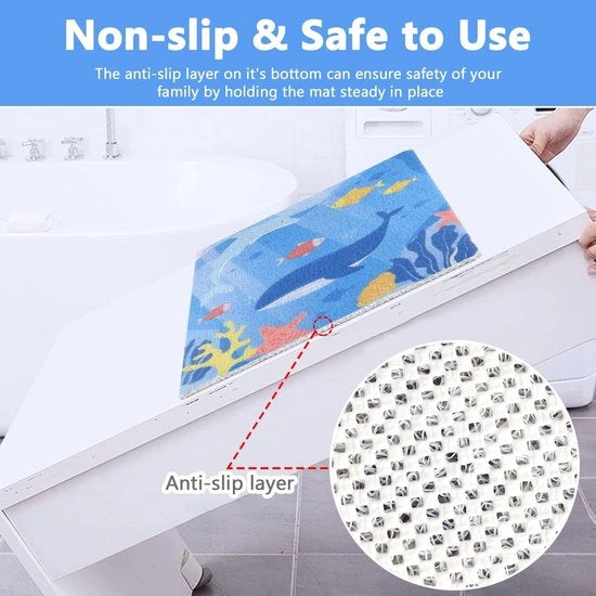 Mat antiscivolo morbido comfort: 60 x 60 cm lavabile rapido assorbente senza BPA per la doccia spugna PVC sicuro per bambini