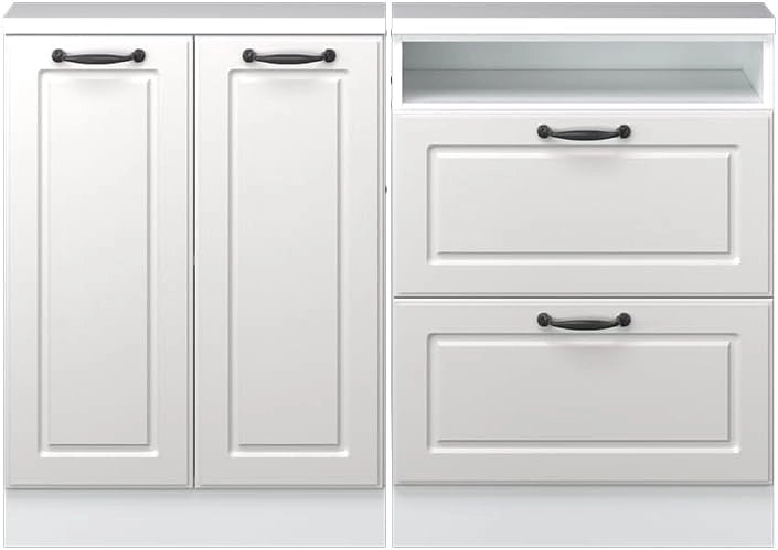 Set di mobili sottotetto Rion, Bianco casa di campagna, Set di 2, adatto per il salvaspazio sotto tetti spioventi