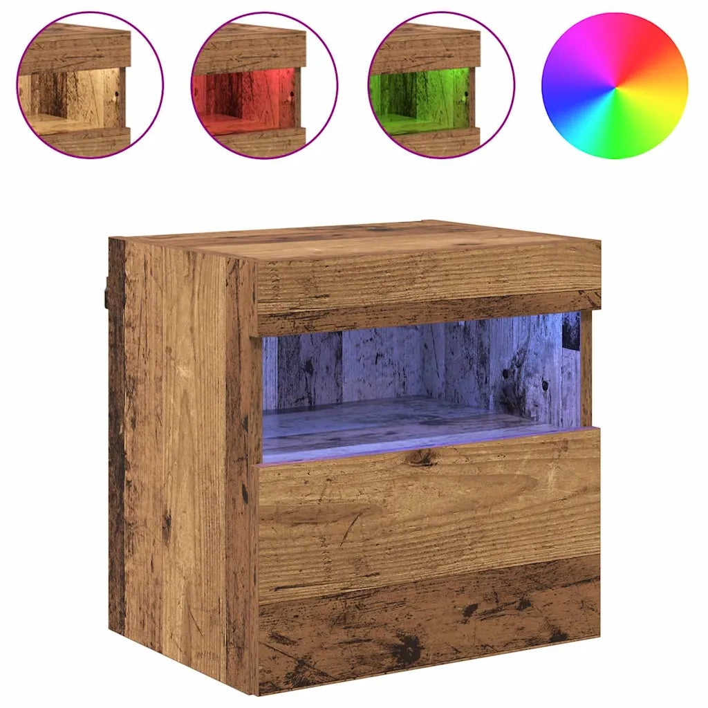 Mobile TV da parete con LED Legno vecchio 40 x 30 x 40 cm 882971