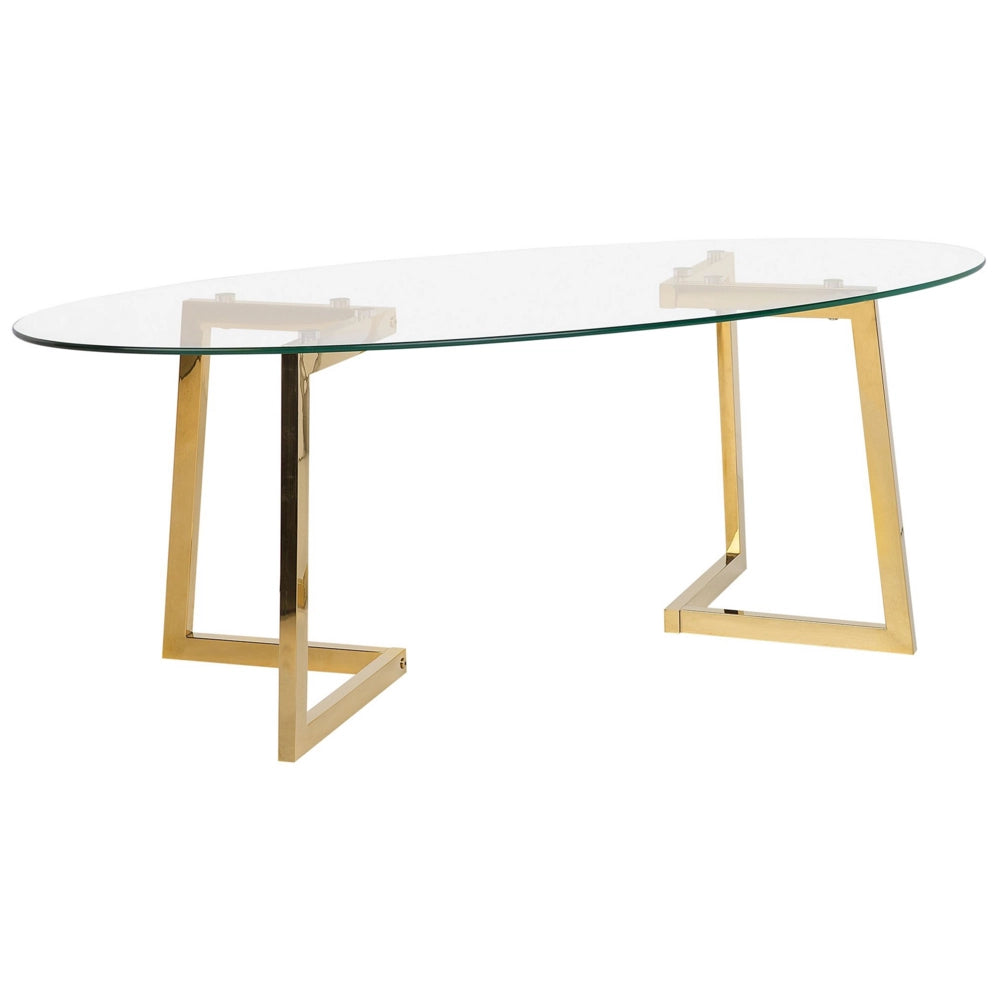 Tavolino dorato Vetro 120 x 60 cm Gambe in Metallo stile Moderno