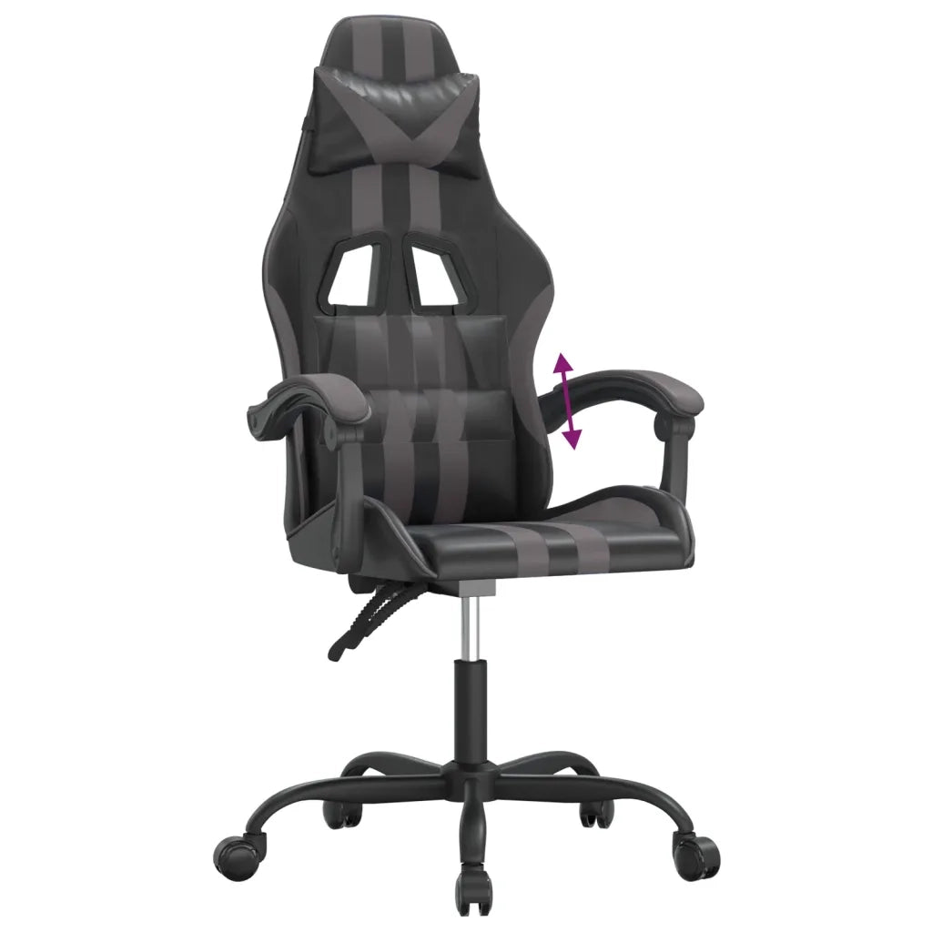 vidaXL Sedia da Gaming Nera e Grigia in Similpelle