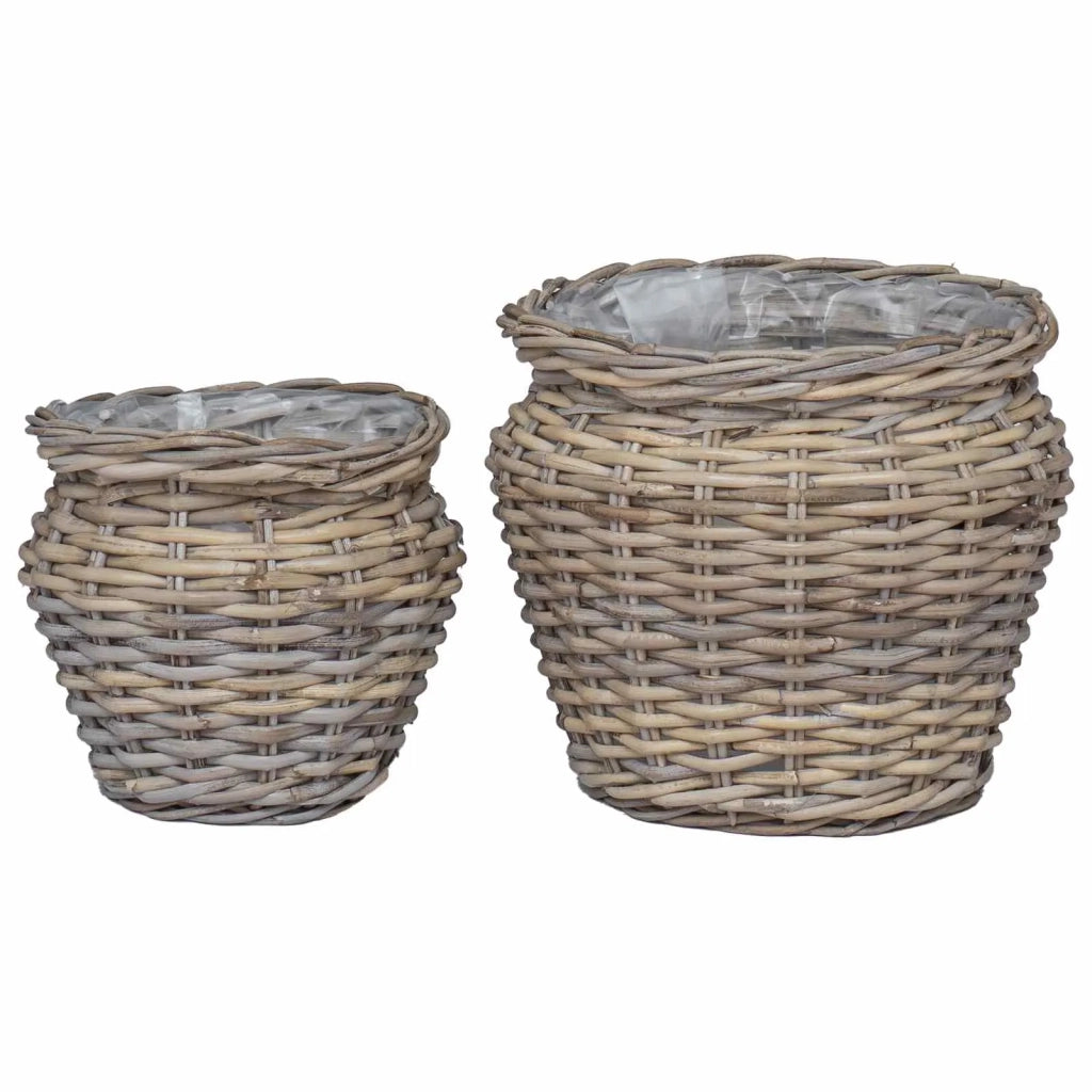 Cesto per Piante con archiviazione 2 pcs Grigio Rattan Lacak