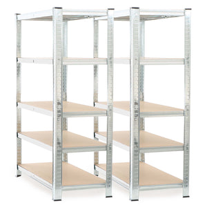 Set 2x scaffali a incastro per carichi pesanti 180x120x40cm Max 875kg l’uno Acciaio 5 ripiani