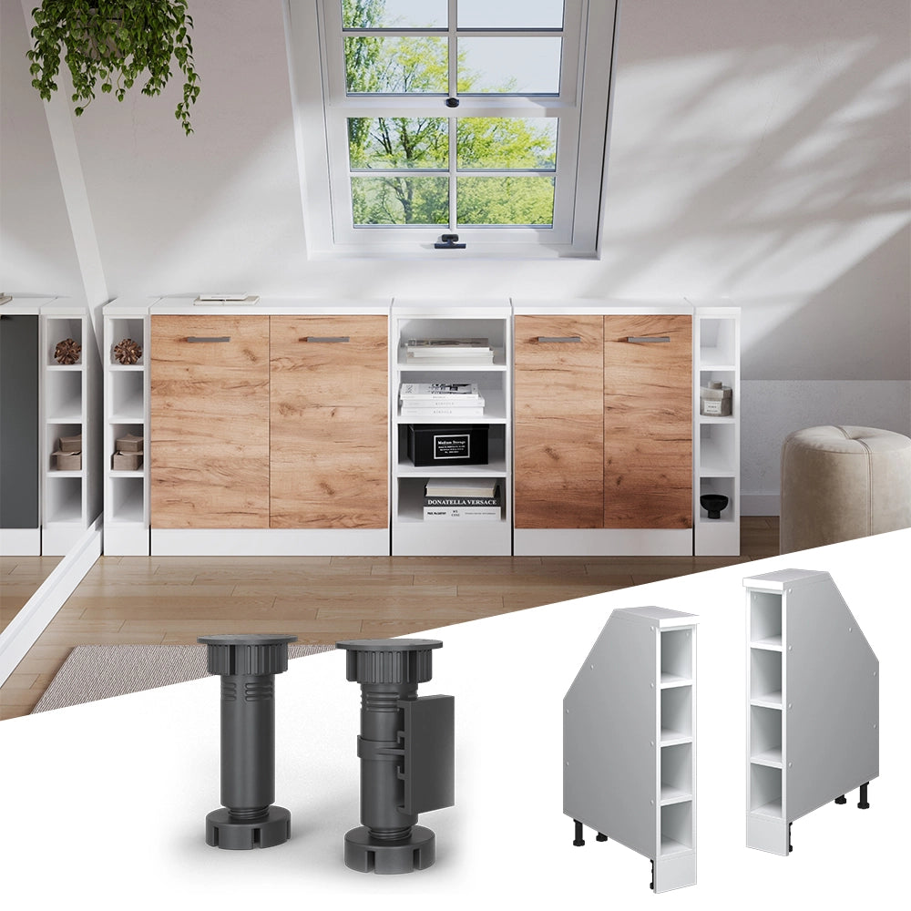 Mobile cucina sottotetto R-Line Bianco/Bianco 15 cm con 4 scomparti, carcassa 60 cm profondità Vicco