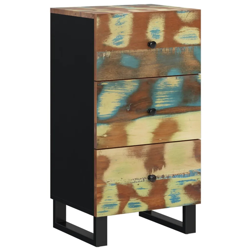 Credenza con 3 Cassetti 40x33,5x75cm Legno Massello di Recupero 352907