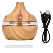 Diffusore di Aria - 300 ml - Illuminazione a LED - Corpo in Legno - Adatto per Camera da Letto e Ufficio