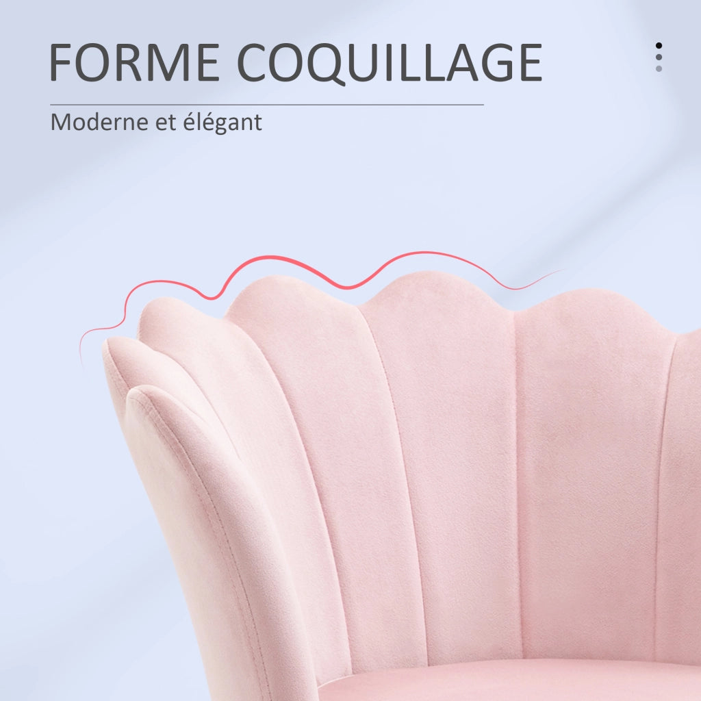 Poltrona in velluto con gambe in metallo dorato ¨C zephmum ¨C 67x64x77 cm rosa polverizzato