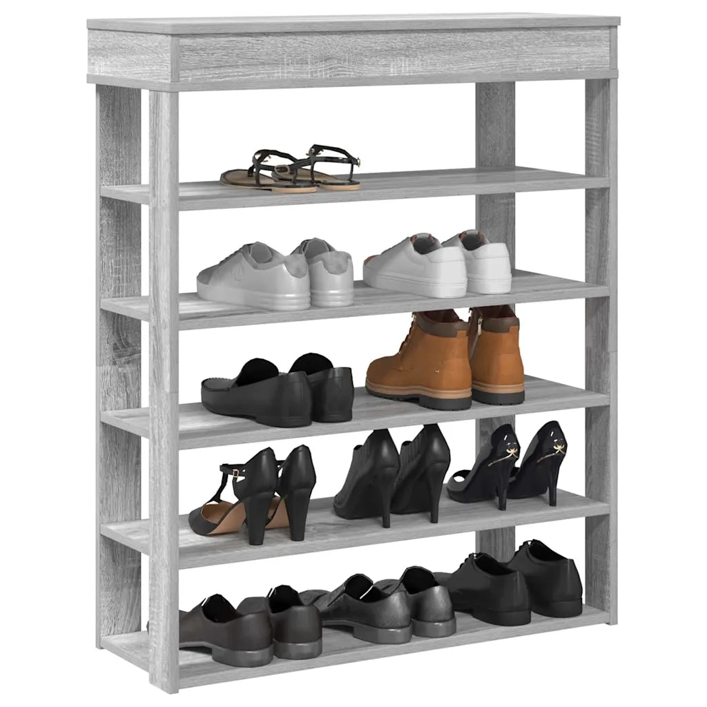 Scarpiera-Scaffale per scarpe Grigio Sonoma 80x30x98 cm in Legno Multistrato