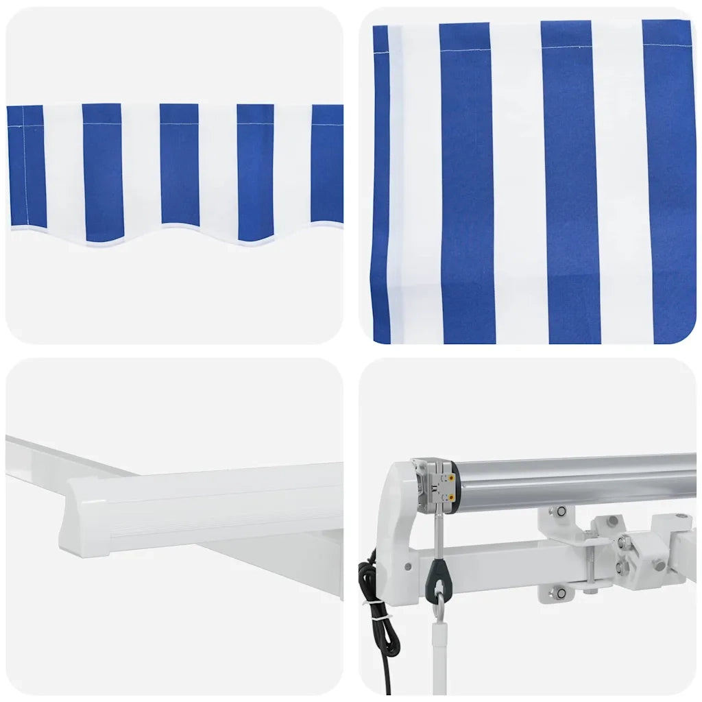 vidaXL Tenda Retrattile Blu e Bianco 400 x 200 cm