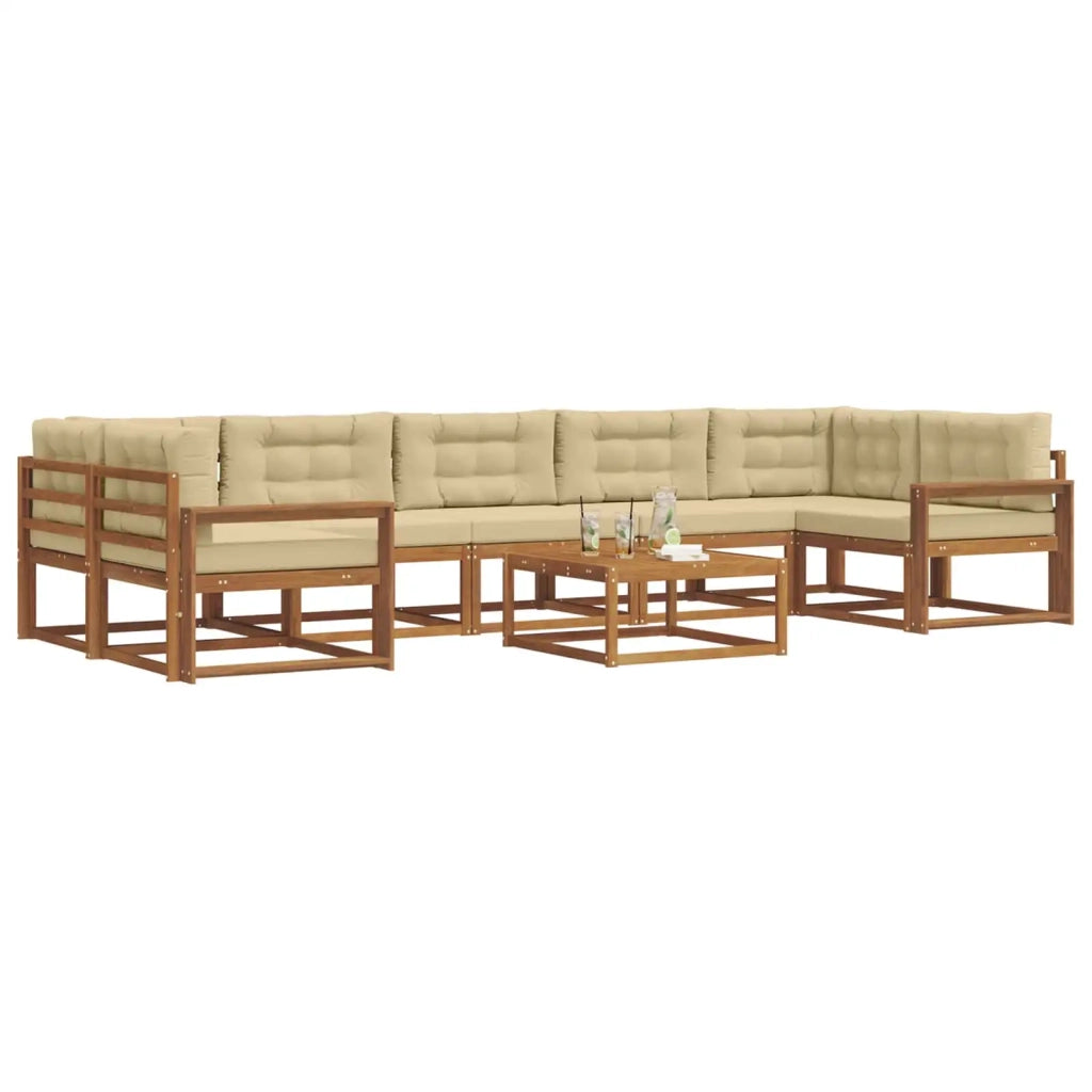 Set di divani da esterno con cuscino 8 pcs Naturale e Beige 3367341
