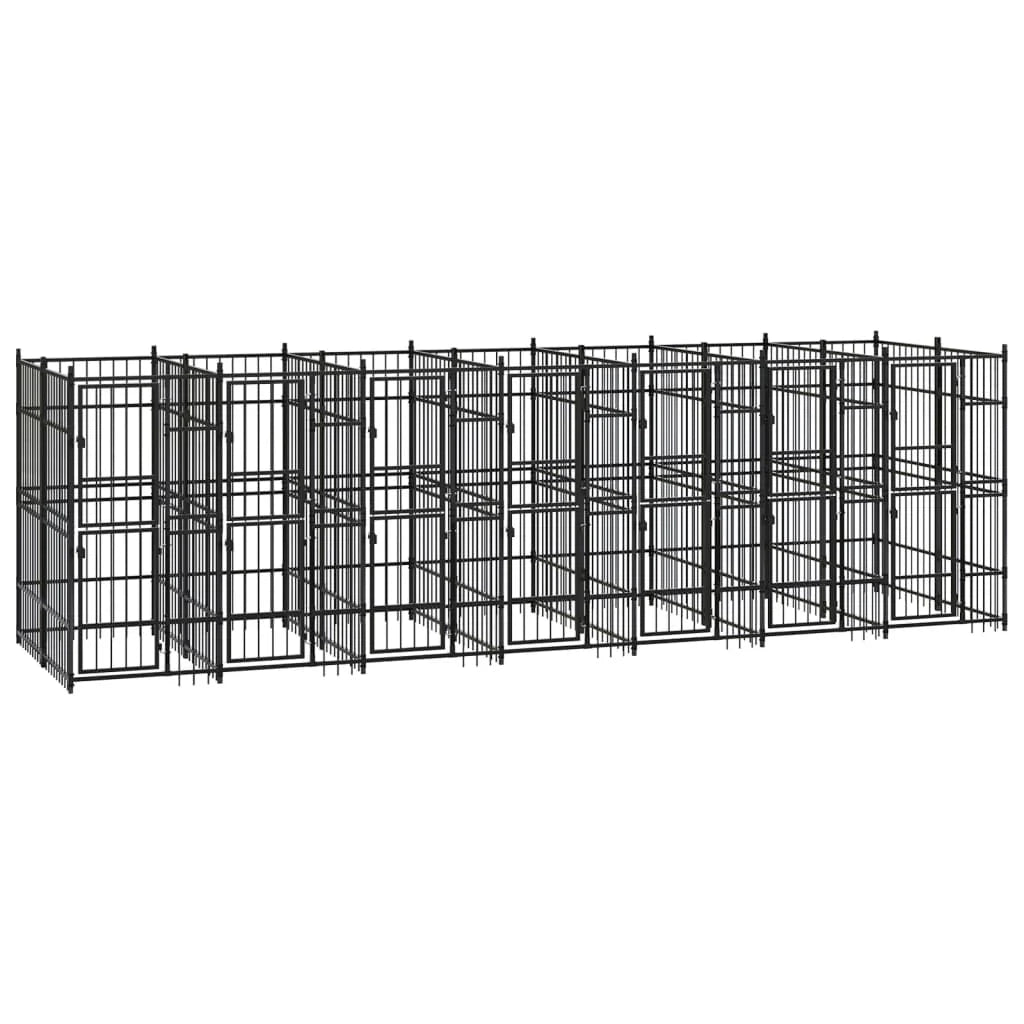Cuccia/gabbia/recinto/zaino per cani da esterno acciaio 12,9 m² nero 02_0041786