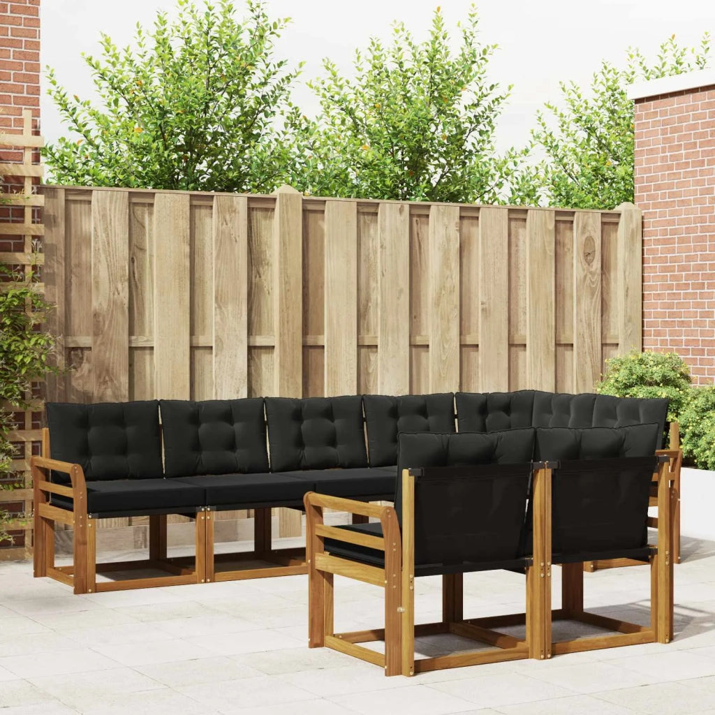 Set di divani da esterno con cuscino 8 pcs Naturale e Nero 3368787