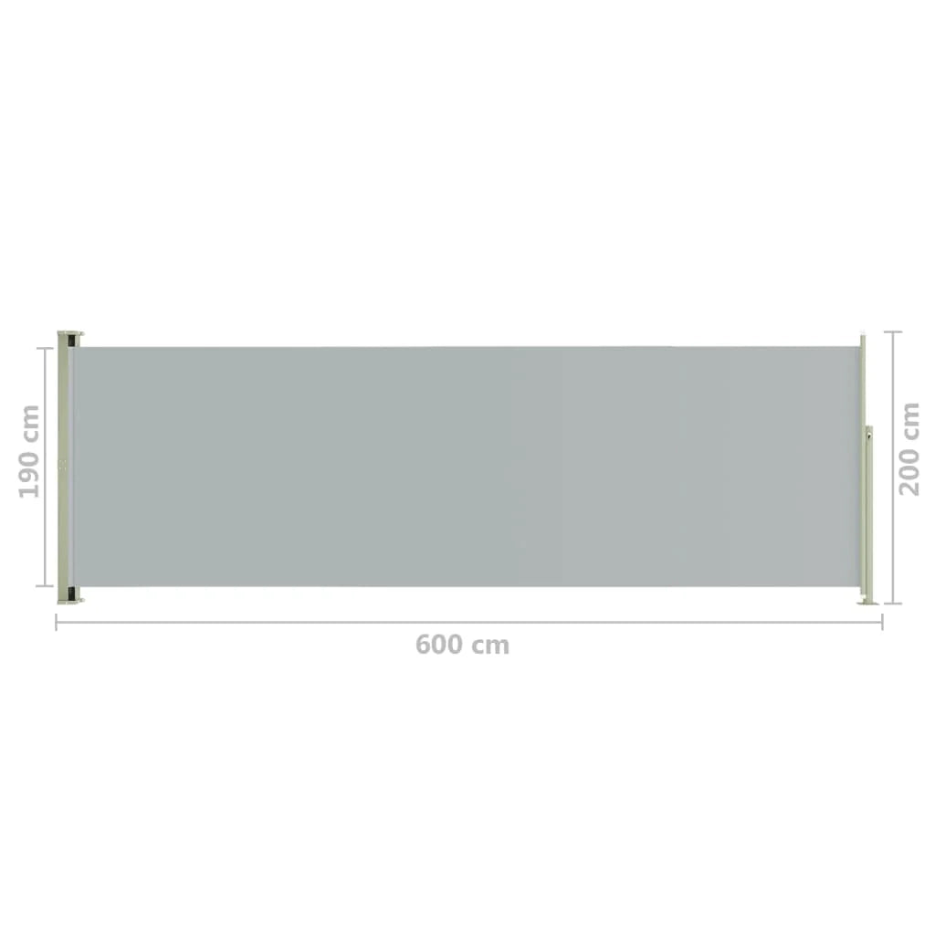 Tenda da sole laterale retrattile/schermo privacy per patio giardino terrazza balcone 200 x 600 cm grigio 02_0007365