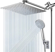 Combinazione per doccia, testa di doccia alta pressione 20 cm con estensione regolabile da 28 cm e doccia manuale con 5 posizioni, forte getto di acqua contro bassa pressione con lunga mazzetta.