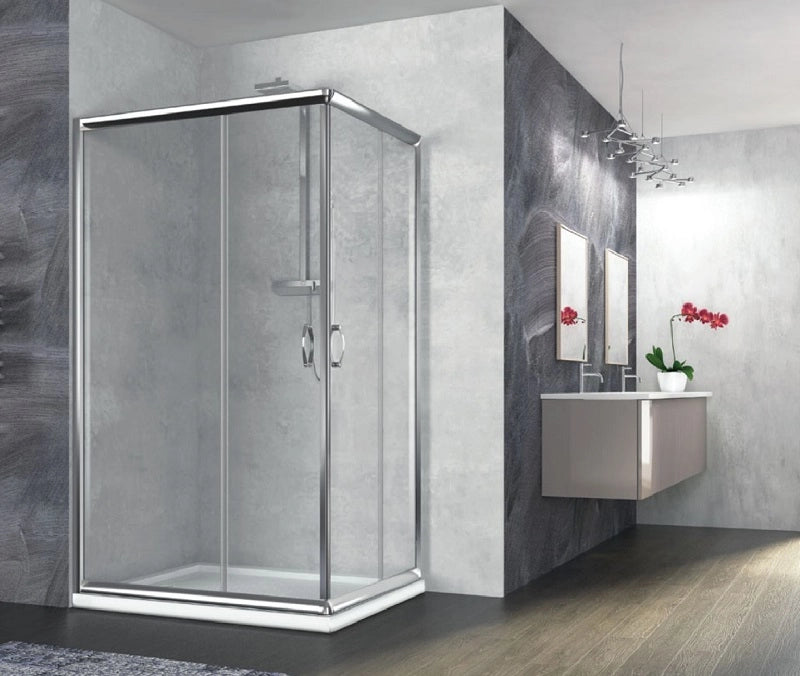 Box Doccia Due Lati Scorrevole, in Cristallo 6mm h190cm Ponza Trasparente 6mm,70x100 cm
