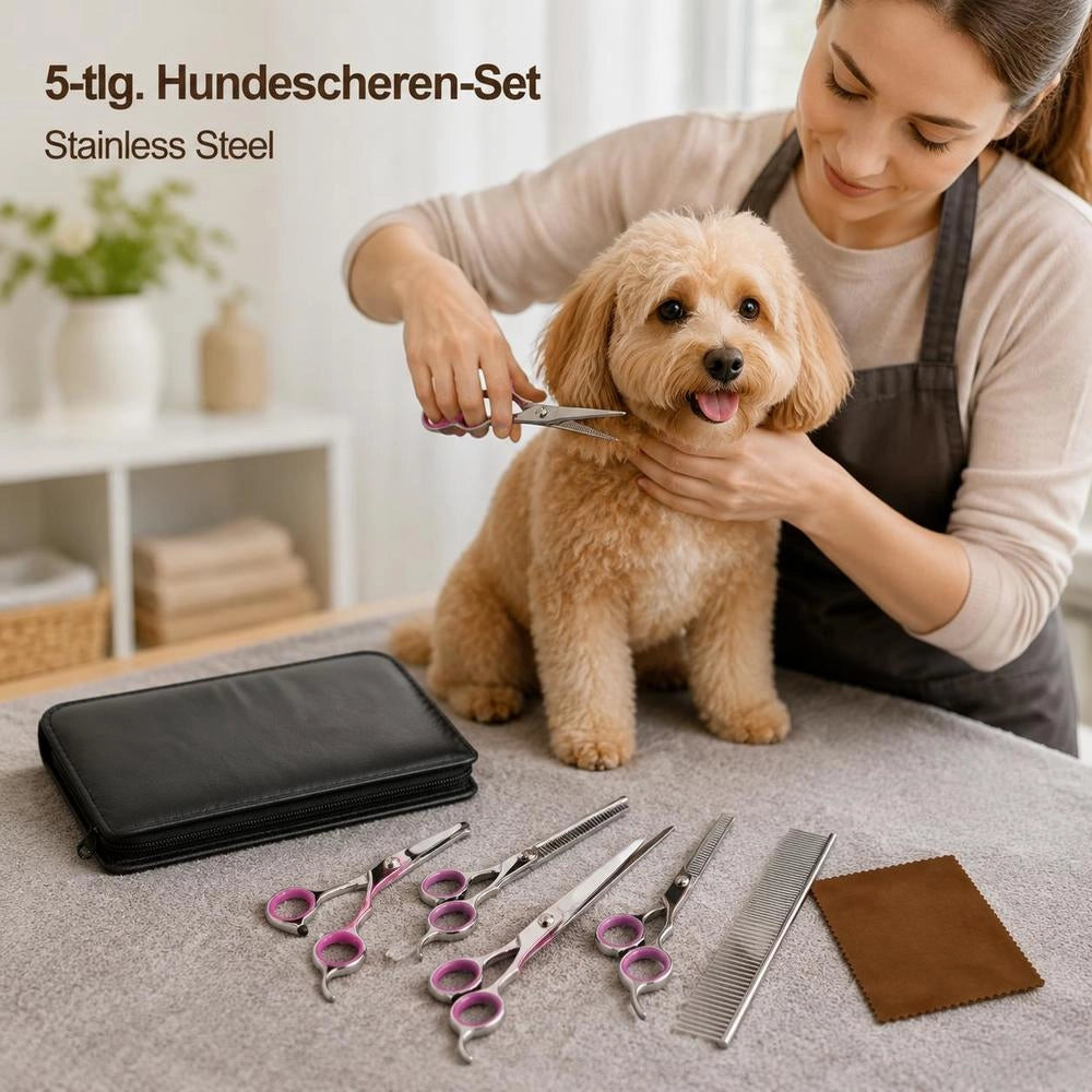 5-piece Stainless Steel Dog Grooming Scissors Set