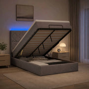 Letto Ottomano con Materasso e LED Tortora 120 x 190 cm Tessuto 3458142