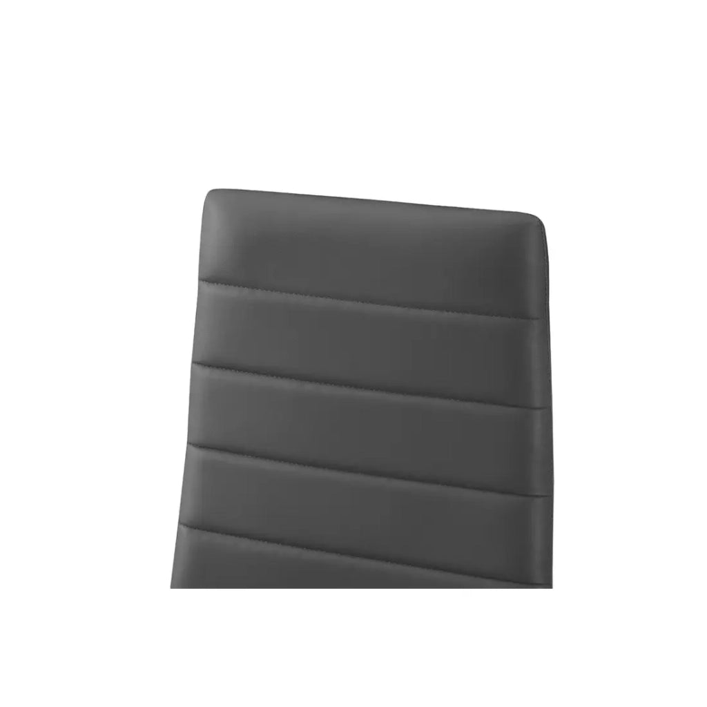 Set di 4 sedie da pranzo KEIZO – Design moderno – Gambe in metallo nero – Rivestimento in PU grigio