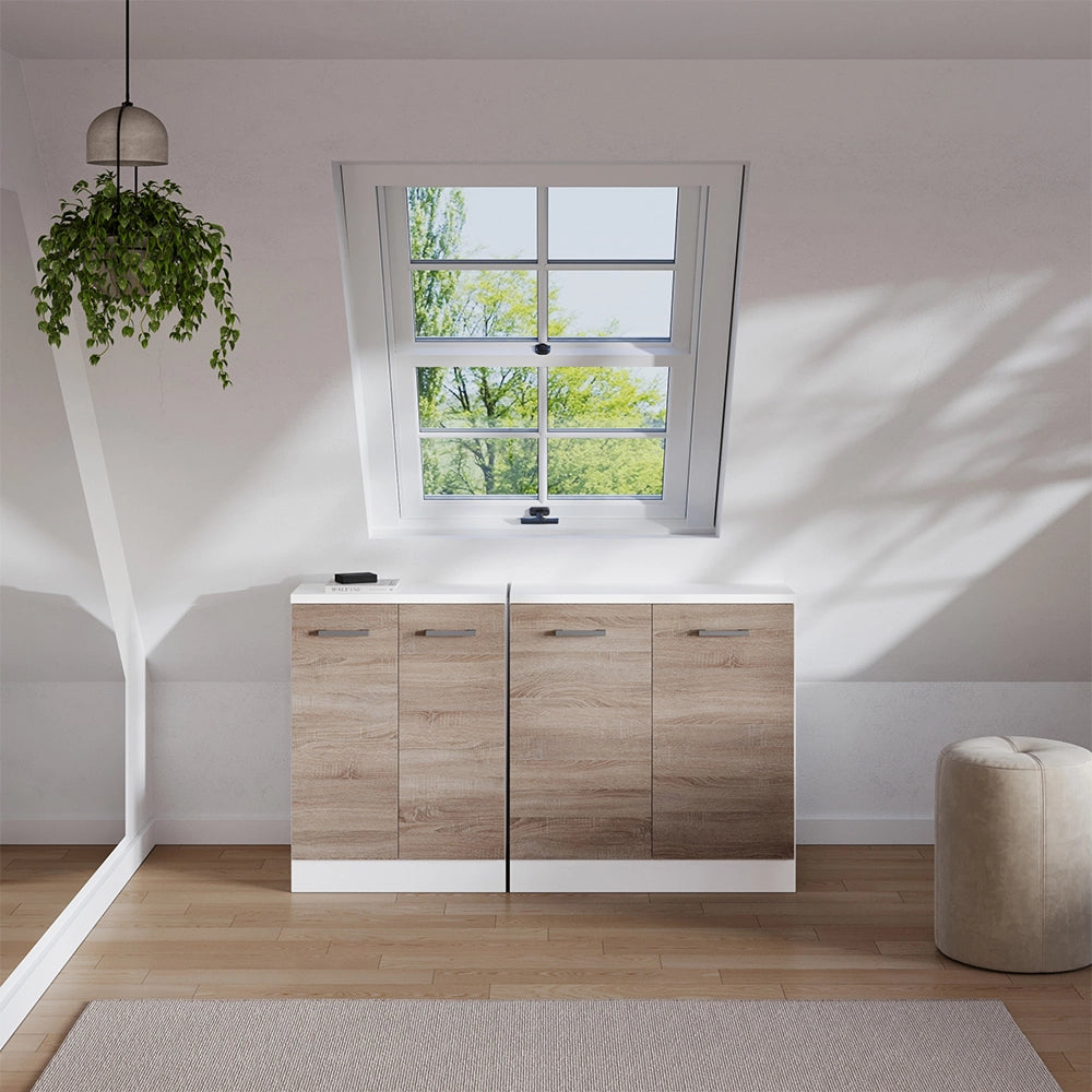 Set di mobili sottotetto Rion Sonoma/Bianco 140 cm Set di 2 carcasse armadio profondità 60 cm Vicco