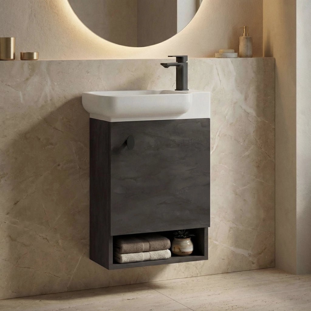 Mobile lavabo "Begonya 55" - 53 x 33 x 75 cm - Antracite / Avorio
