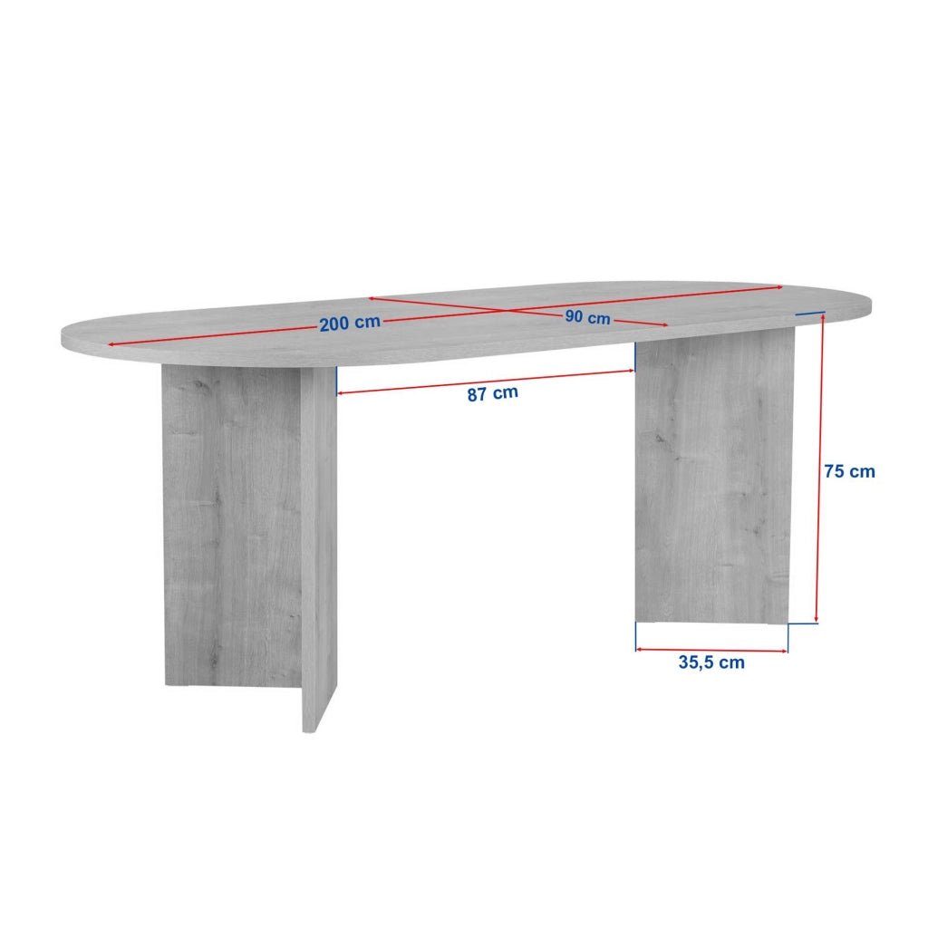 Nofalota, Tavolo Fisso 6 Posti, 200x90x75h cm Marrone Noce
