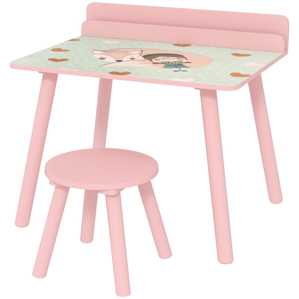 Tavolo e sedie bambini con porta-libri ¨C zephmum ¨C rosa, orsetti, 3-8 anni
