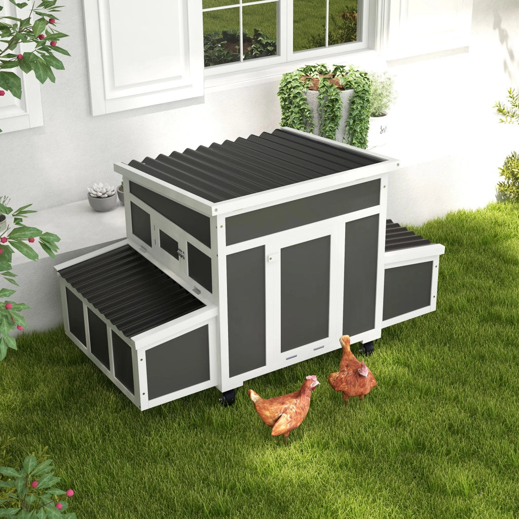 Pollaio in Legno per Galline con Nidi ¨C zephmum ¨C Grigio Scuro 100x60x80