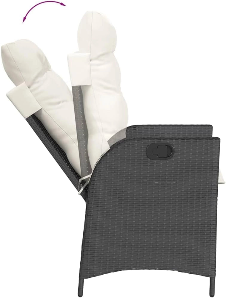 3213058 - Set da pranzo da giardino con cuscini in rattan sintetico nero, set tavolo e sedie da giardino, tavolo da terrazza e sedie da giardino, set da giardino, mobili da giardino