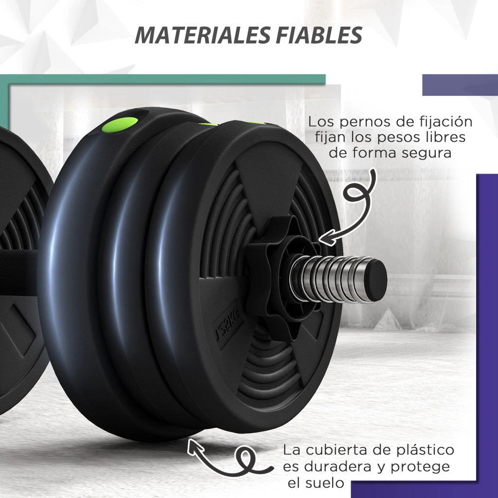 Set di manubri 20kg 2 in 1 ¨C zephmum ¨C Nero Verde