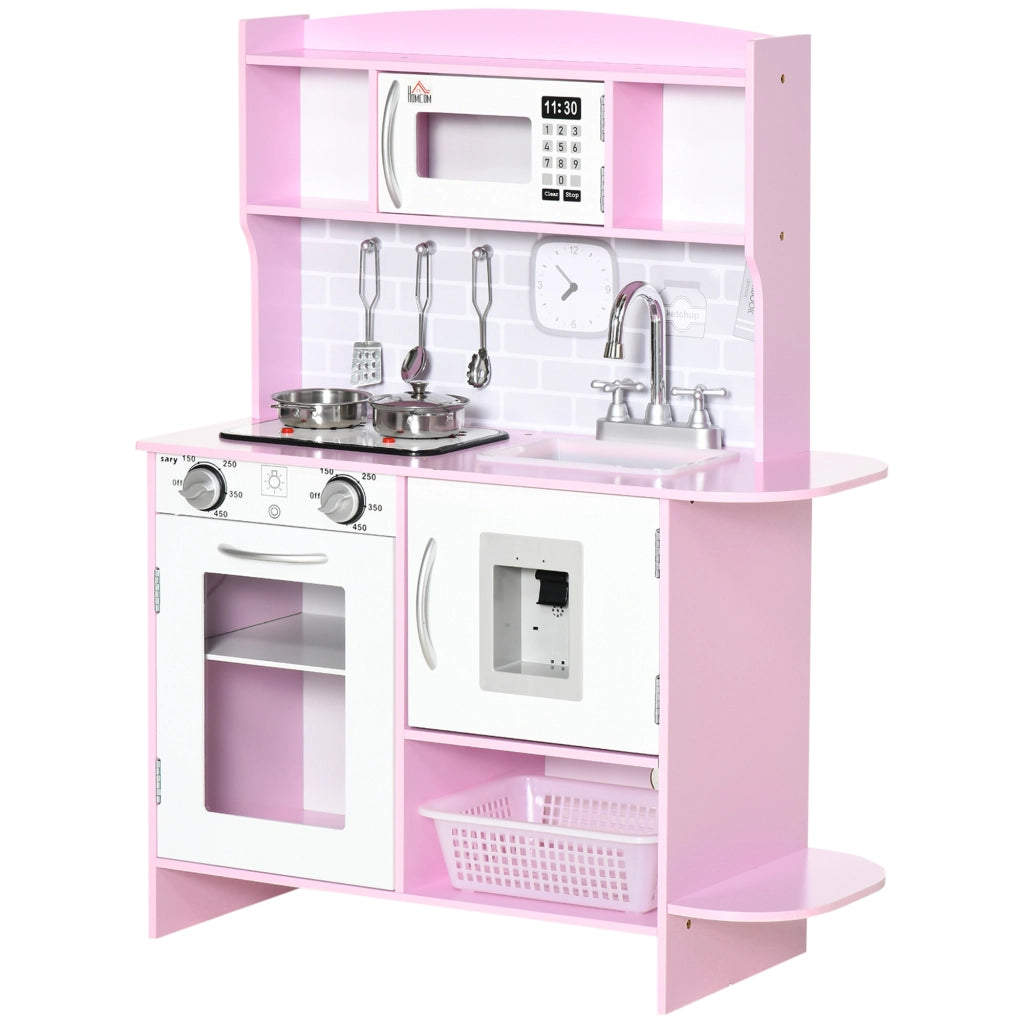 Cucina Giocattolo in Legno per Bambini con Luci e Suoni ¨C Zephmum ¨C Rosa 70x29x90 cm