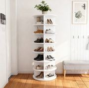 Scarpiera girevole a 7 livelli 60x60x161 cm; in PVC bianco
