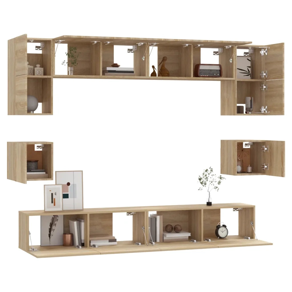 Set Mobili Porta TV 8pz Rovere Sonoma in Legno Multistrato cod mxl 69286