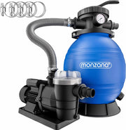 ® Pompa Filtro Piscina a 7 Vie 9.600 L/h Serbatoio 25 L Pompaggio a Sabbia Prefiltro