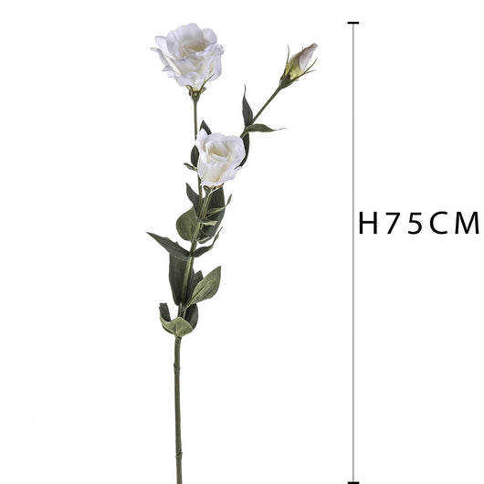 Set 6 Lisianthus Artificiali con Fiori Altezza 75 cm Bianco