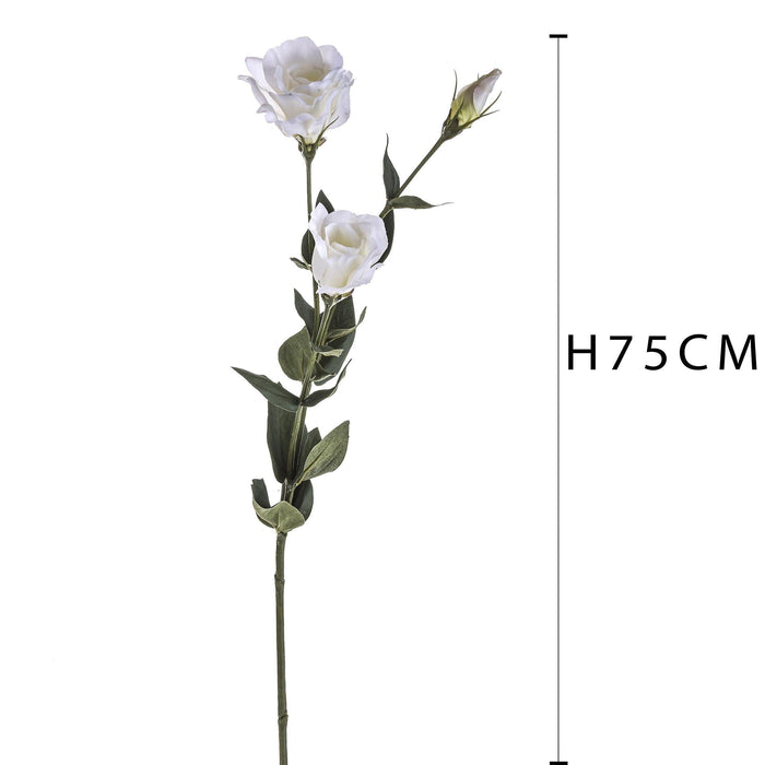 Set 6 Lisianthus Artificiali con Fiori Altezza 75 cm Bianco