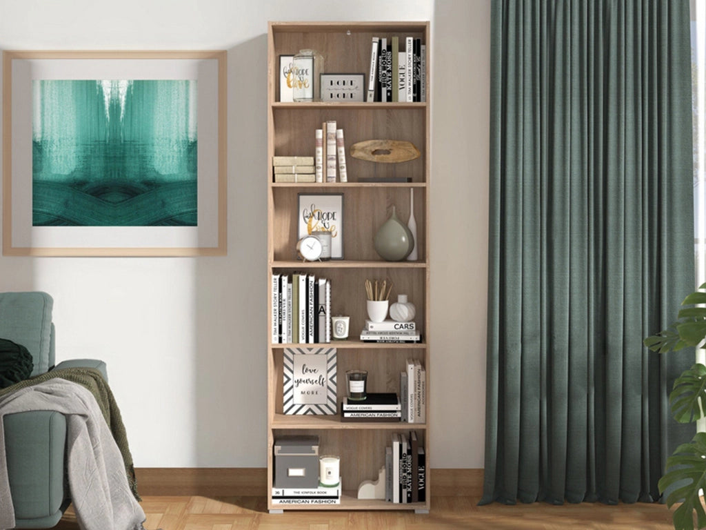 Biblioteca Pramollo, Libreria 5 Ripiani, 70x24.5x211.5h cm Marrone Rovere