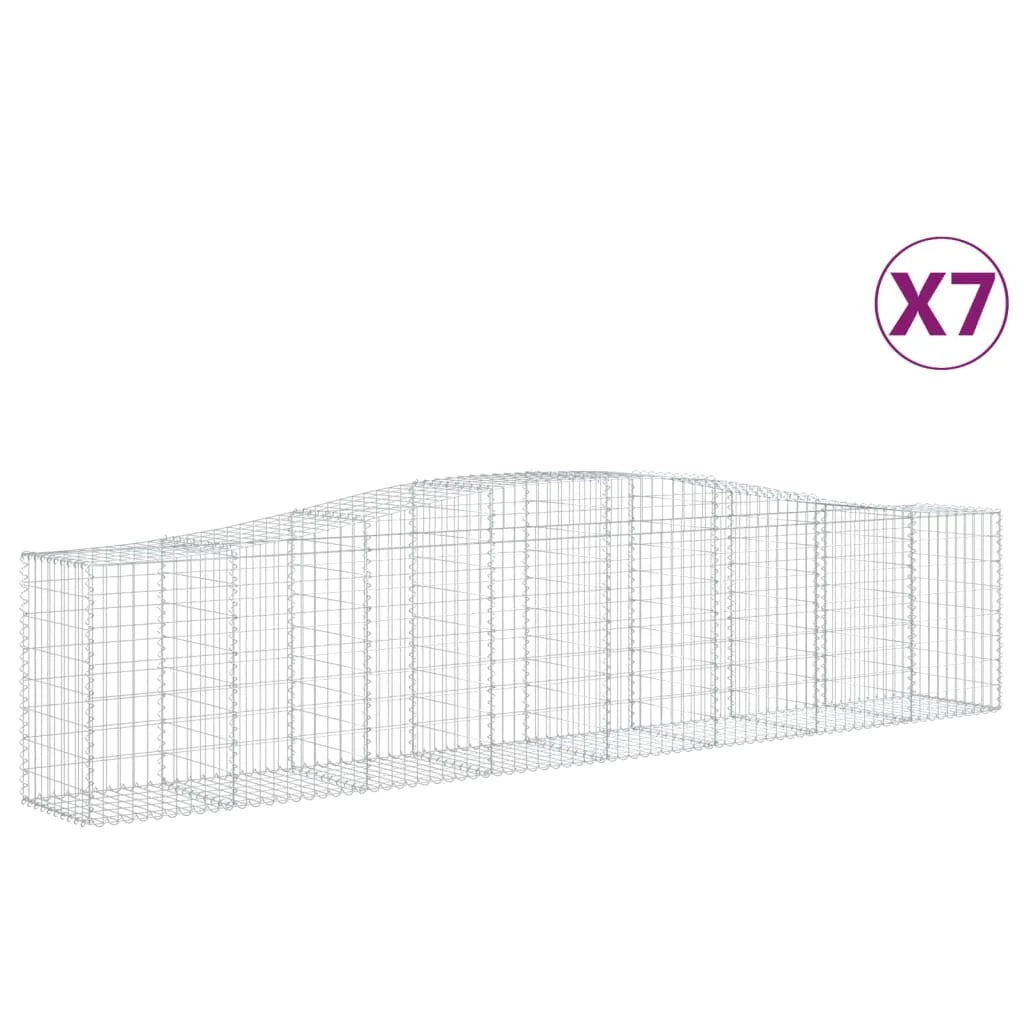 Set di 7 gabbioni ad arco per recinzioni a gabbia e muri di contenimento 400 x 50 x 80/100 cm ferro zincato argento 02_0041152