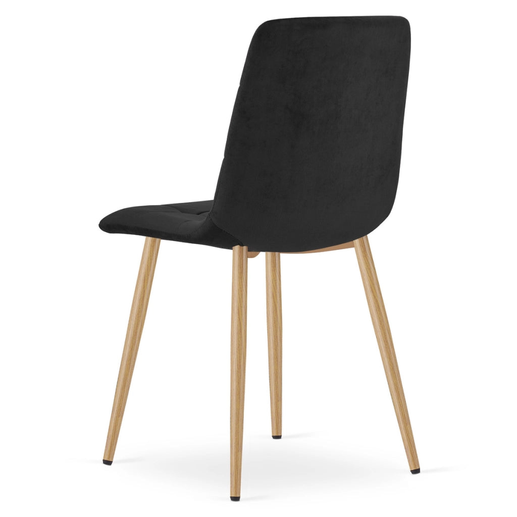 Set di 2 sedie Kara in velluto nero e gambe effetto legno