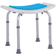 Sgabello per Doccia da Bagno in Lega di Alluminio e Plastica Antiscivolo. Sgabello Bagno con Altezza Regolabile 6 Livelli 39-52cm. Blu