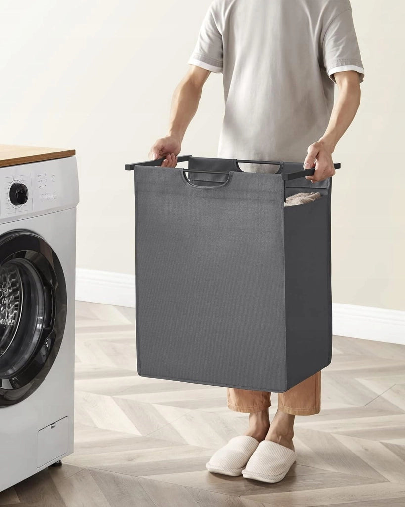 Cesto portabiancheria Valora grigio a scomparto singolo, stile loft, 65 l