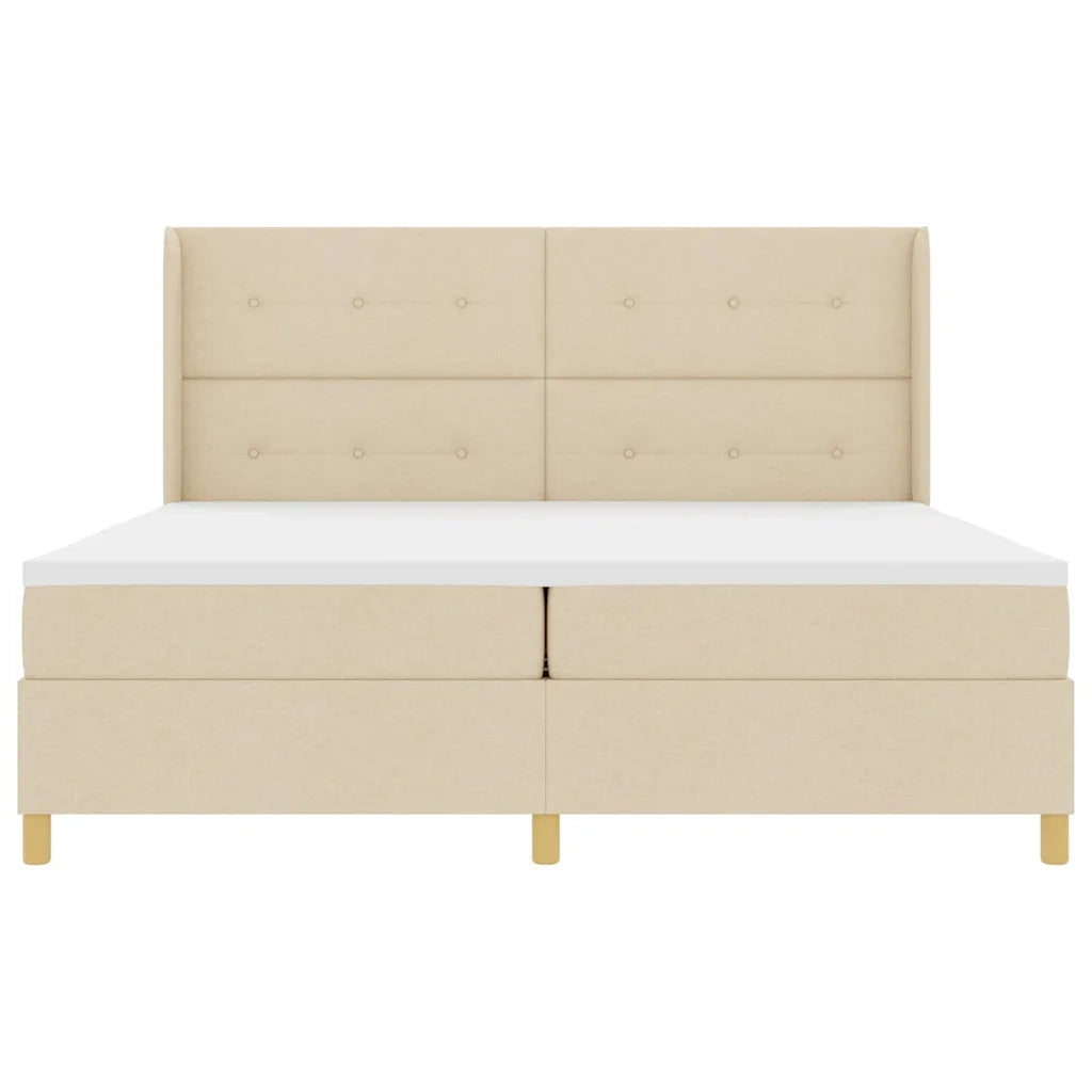 Letto a molle con materasso Crema 200 x 200 cm Tessuto