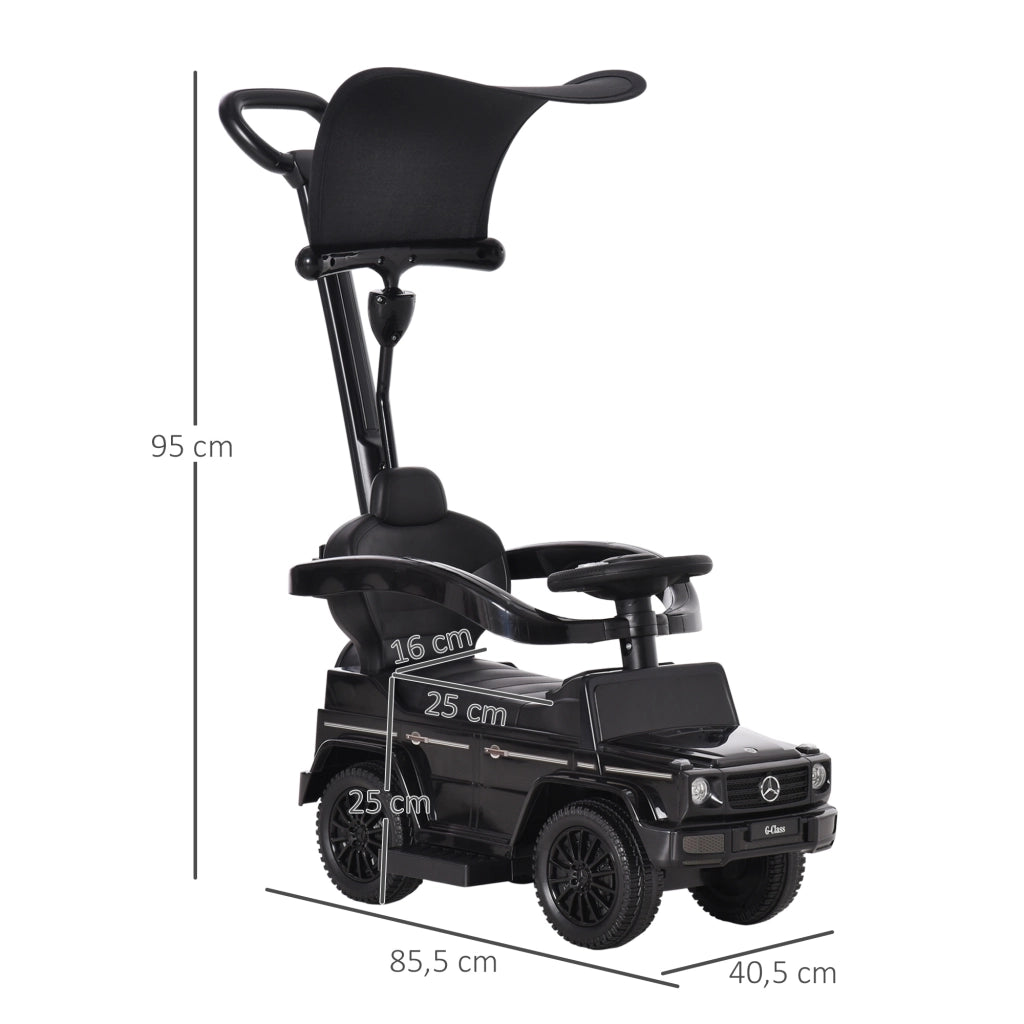 EasyComfort Macchina a Spinta per Bambini 12-36 Mesi con Licenza Mercedes, Tettuccio e Maniglia di Spinta, 85.5x40.5x95 cm, Nero